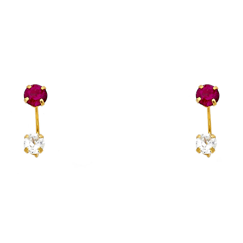 Ruby CZ Curved Earrings