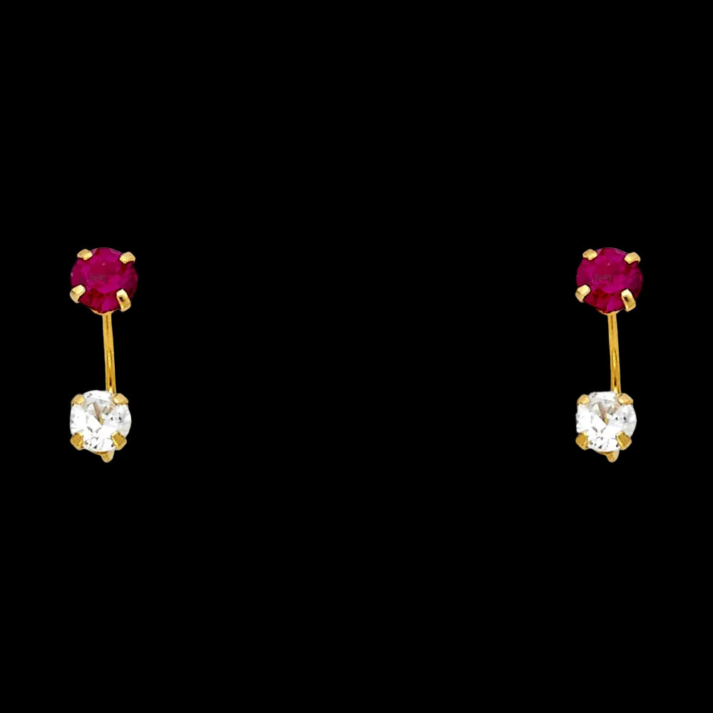 Ruby CZ Curved Earrings