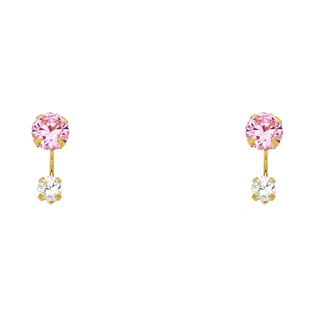 Pink CZ Curved Earrings