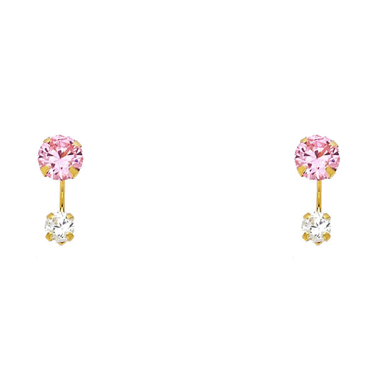 Pink CZ Curved Earrings