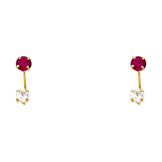 Ruby CZ Curved Earrings